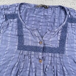 PrAna Shirt Womens Medium Lucy Textured Button Front Blouse Boho Cottage Core